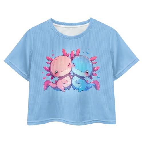 Image of Cute Crop Tops for Girls Short Sleeve Summer T Shirts Fashion Graphic Tees Crew Neck Pullover Tee 5-14 Years