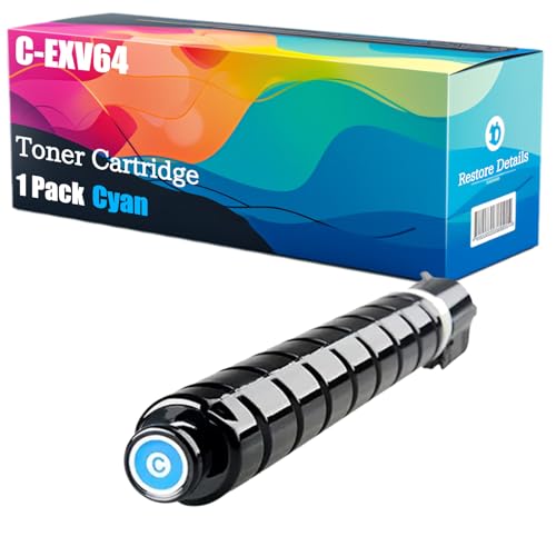 High Yield C-EXV64 5753C002 5754C002 5755C002 5756C002 Toner Cartridge Compatible for Canon imageRUNNER ADVANCE DX C3922i C3930i C3935i Printer, Unleash High-Definition Printing (Cyan)