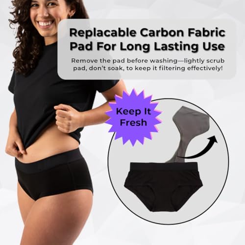 tootles Women's Flatulence-Filtering Hip Hugger 3.0 – Odor-Blocking, Gas-Absorbing Underwear with Replaceable Carbon Filter3