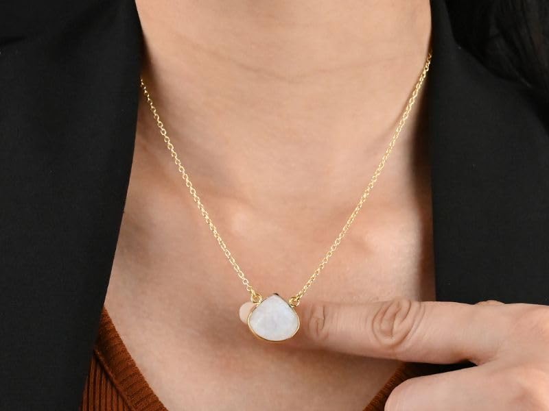 Gempires Rainbow Moonstone Teardrop Bezel Pendant Necklace New Beginning June Birthstone Jewelry Gemstone Handmade Crystal 18 Inch Hypoallergenic Adjustable Chian - Image 2