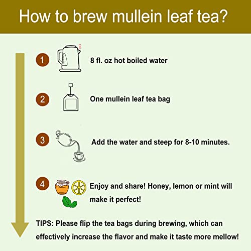 Tearelae - Mullein Tea Bags For Lungs - 2.65 Oz/75G (3G X 25 Bags) - 100% Pure Natural Premium Mullein Leaf Tea - Non-Gmo - Caffeine-Free - Good For Respiratory System #TOP4
