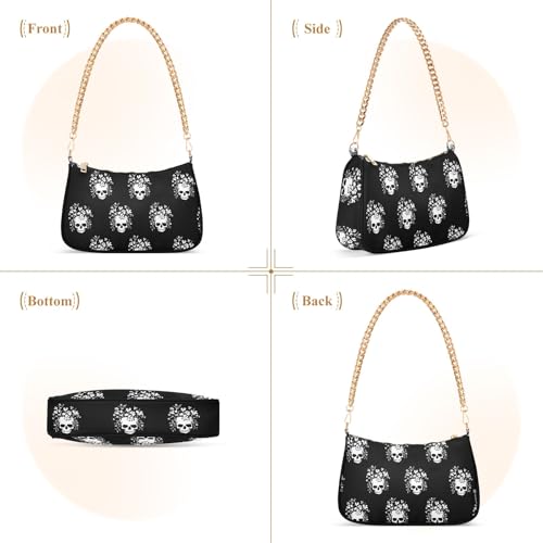 Clutch Shoulder Bags Tote Evening Purse Handbags for Women Skeleton Black White Hobo Bags with Zipper Closure2