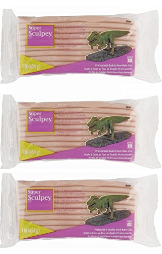 Morezmore M02065x3 3lb Super Sculpey Beige Oven Bake Polymer Clay QC1