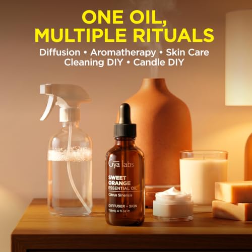 Image of 100% Pure Orange Essential Oil - 4 Fl Oz - Orange Oil for Hair, Skin, Diffuser, Aromatherapy & DIY Candle Making Scent