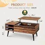 WLIVE Wood Lift Top Coffee Table with Hidden Compartment and Adjustable Storage Shelf, Lift Tabletop Dining Table for Home Living Room, Office, Rustic Oak - Image 3