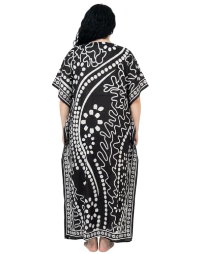 Image of Oussum Plus Size Kaftan Dresses for Women, Polyester Summer Caftan Cover Up Maxi Beach Dress, 1X-3X