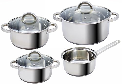 Bastilipo - Batería de cocina de 7 piezas, acero inoxidable, SUIZA 7 INOX
