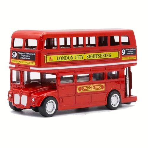 wedfcvrt Mini Bus Jouet, modèle de Bus en Alliage à Tirer, modèle de Bus à Deux étages en métal,véhicules Jouets en Alliage moulé sous Pression à Tirer, pour fête d'anniversaire garçons et Filles