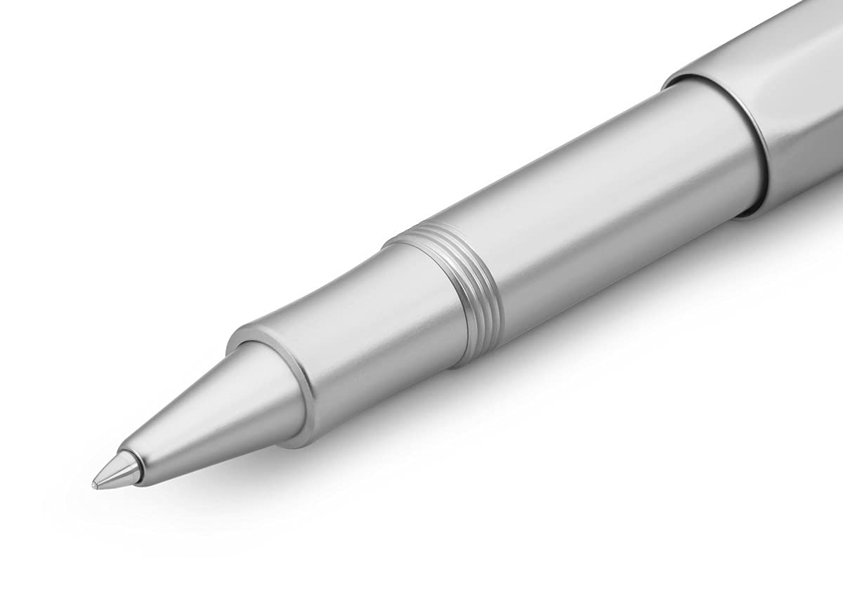 Kaweco AL Sport - Penna a sfera in gel color argento, con penna roller da 0,7 mm, per mancini e destrorsi, design classico, con sfera in ceramica, 13,5 cm