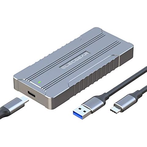 ElecGear USB 3.1 NVMe PCIe M.2 SSD Enclosure NV-C01 External Aluminum Cooling Case, 2280 PCI-E M2 M-Key NGFF HDD Card Reader Adapter, NVMe Hard Disk Drive Converter Caddy Box, USB Type A & C cable Cover