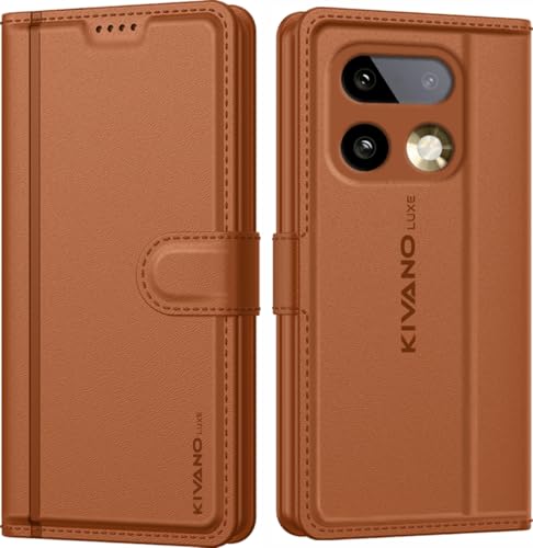 Image of KIVANO LUXE Compatible for Realme 16 Pro Plus 5G Artisanal Leather Wallet Case with Card Holder for Men Women, Magnetic Flip Folio Cover with Stand RFID Blocking Cell