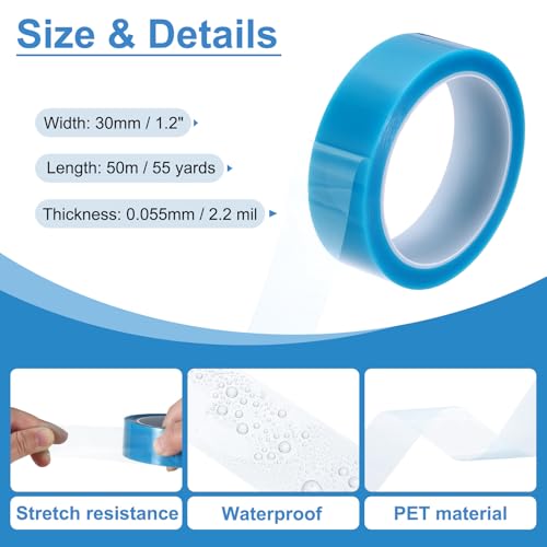 Image of PATIKIL 30mm x 50m Refrigerator Tape PET Fridge Non-Residual Adhesive Tape for Fixing Drawer Refrigerator Air Conditioner Printer Sky Blue