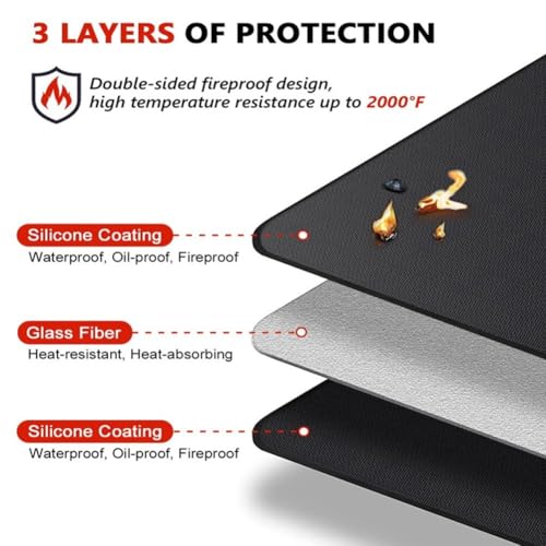 Tapis de barbecue réutilisable noir pour éliminer les taches de graisse - 7
