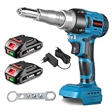 ONEVAN rivettatrice a batteria, 20.000N pistola per rivetti 2,4-5,0 mm, con 2 batterie 1.5...