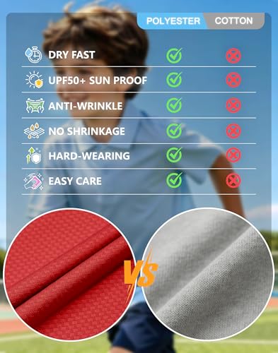Image of MIVEI Kids' Performance School Uniform Polo Shirt Breathable UPF50+ | Youth Boys Girls Short Sleeve Golf Collared Shirts Grid Dry Fit Wrinkle Free Stretch Lightweight Cool Athletic Button Dress