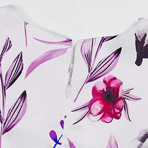 Girl Flower Party Special Occasions Princess Dress Flutter Sleeve Pageant Dresses Tutu Tulle Dance Birthday Gown Dresses 5T 6T (Light Purple 130) #TOP4