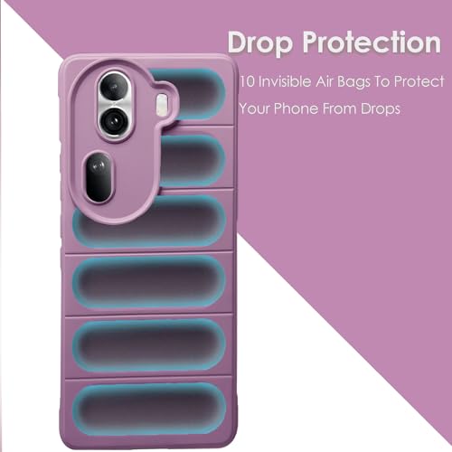 Image of A rtistque Liquid Silicone Stripes Back Cover Case for Oppo Reno 11 Pro 5G | with Camera Protection | with Inner Fabric | Anti Slip Grip | AirBag Case - Purple