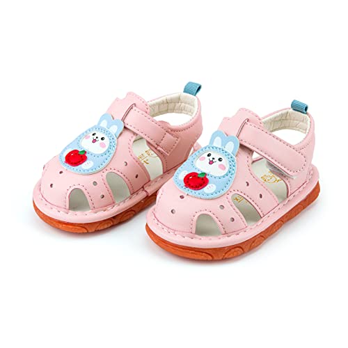 Image of SOFMUO Baby Boys Girls Squeaky Sandals Non-Slip Soft Rubber Sole Closed Toe Infant Summer Outdoor Shoes Toddler First Walkers