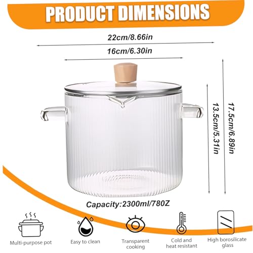 Marmite en verre résistant à la chaleur casserole borosilicate 2,3L pour mijoter le lait - 7