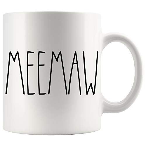 Meemaw Mug, Meemaw Mug Gifts for Christmas Coffee Mug, Birthday Gift, Family Coffee Mug For Birthday Present For The Best Meemaw Ever Coffee Cup 11oz, PHVPW4ARFW-11oz, White