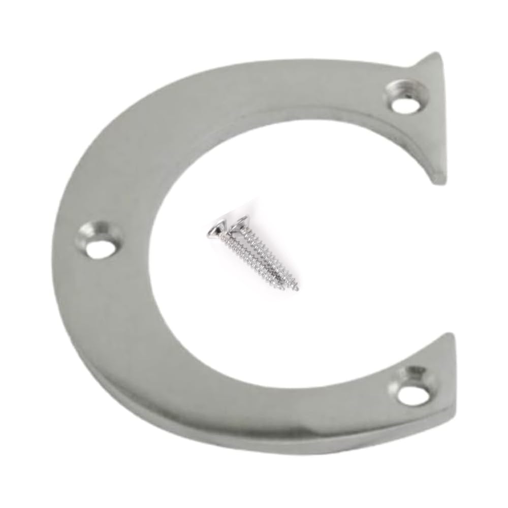 SISI UK® Satin Chrome Front House Door Numbers & Letters 3'' with Screws (Letter C)