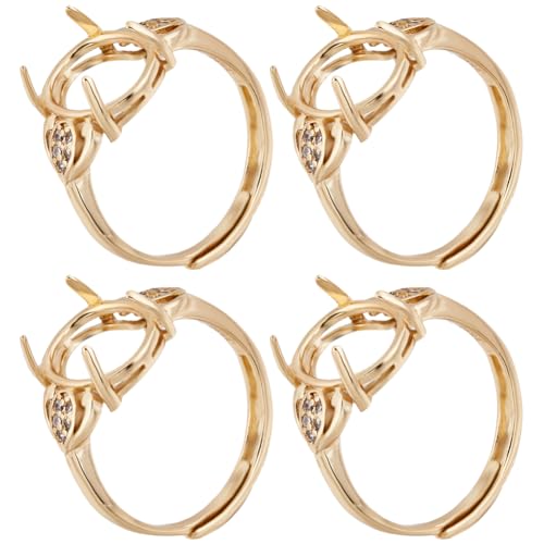 Componentes anillos de punta de latón con diamantes de imitación de circonio 2