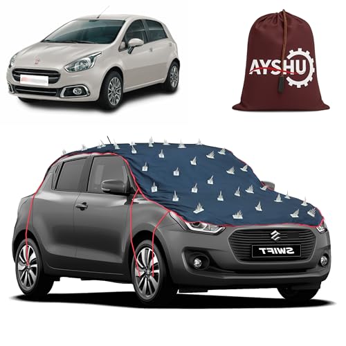 Image of AYSHU Water-Resistant Spike Car Cover for Fiat Punto Evo - Protects from Dogs, Monkeys, Dust, Sunlight & UV - Full Roof Universal Fit