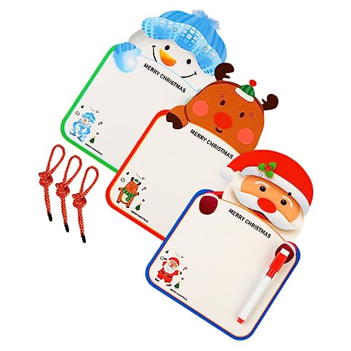 Veemoon 3 juegos Tablero de Graffiti para Borrables con Diseño Navideño Papá Noel Muñeco de Reno para Aprendizaje y Creatividad Infantil