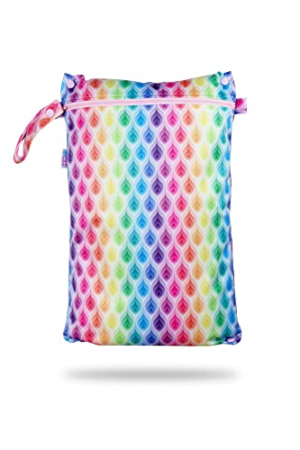 Petit Lulu wasserdicht doublesize Windeltasche | Wetbag Organiser Beutel | Windelsack | Nasstasche für Stoffwindeln | Nässeschutzbeutel | Waterproof Wet Bag | Wickeltasche (Rainbow Flames) Cover