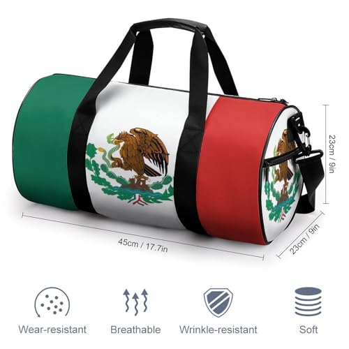 Flag Of Mexico Gym Bag for Men Women, Sturdy Oxford Cloth Travel Bags with Removable Shoulder Strap, Waterproof Duffel Bag for Fitness, Travel, Yoga2