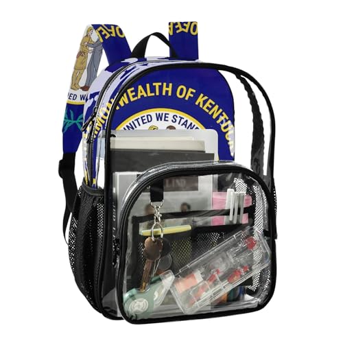 Travel Clear Bags for Women Kentucky Flag Boys Backpacks for Girls See through Shoulder Bag2