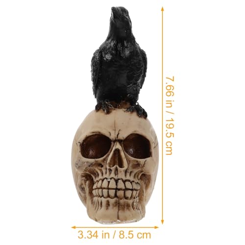 Figurine corbeau et crâne en résine OUNONA, ornement d'intérieur de qualité - 3