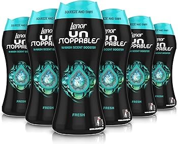 Lenor Wäscheduft mit Duftperlen für die Waschmaschine, Unstoppables Fresh, Packung mit 6 x 195g, Duftverstärker, 100% recycelter Kunststoff