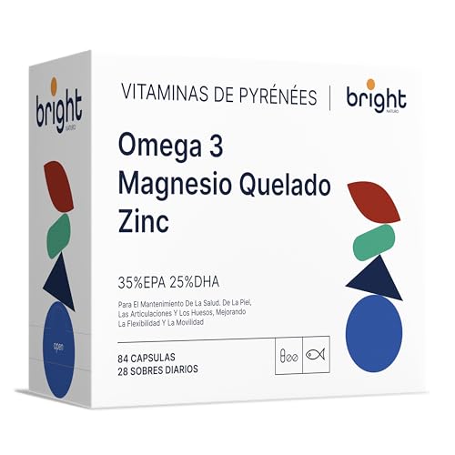 Omega 3 Magnesio y Zinc – Complejo para la Salud del Corazón, el Cerebro y el Sistema Nervioso | 28 Dosis Diarias