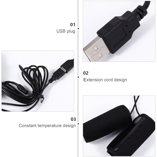 GOOHOCHY Funda de Agarre Calefactable para Manillar de Motocicleta Negro Diseño Ultrafino y Calentamiento Rápido Adecuado para Invierno