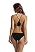 zeraca Women's Strap Side Bottom Halter Racerback Bikini Bathing Suits (L14, Black)