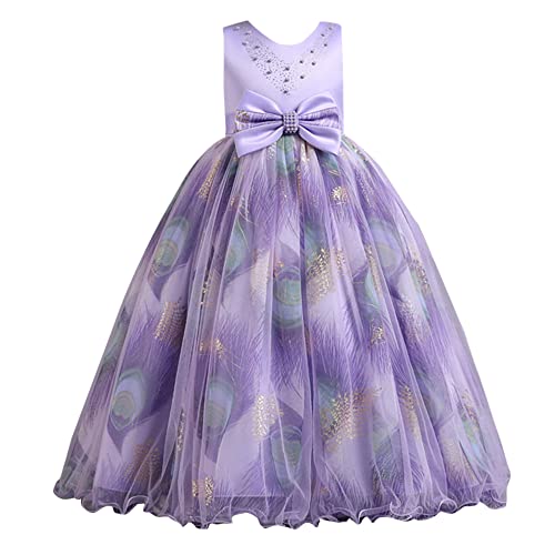Image of Hopscotch Girls Polyester Glitter Print Gown in Purple Color