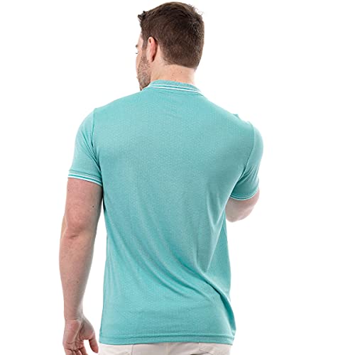 Camisa Polo Básica Piquet Viscose Jacquard Ponto John Pull Tamanho:EGG;Cor:Azul Claro