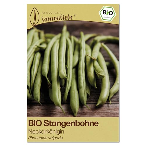 Samenliebe BIO Stangenbohnen Samen | Bohne Neckarkönigin - fadenlos & lang - samenfestes BIO Saatgut