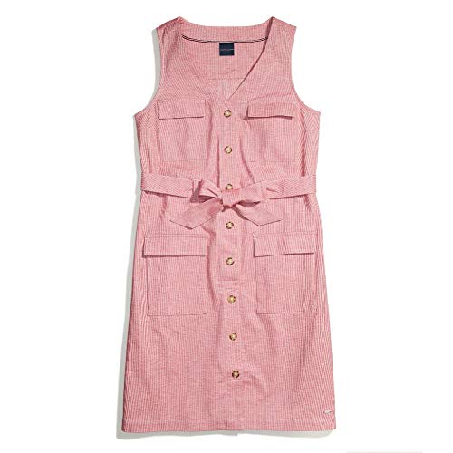 Tommy Hilfiger Women's Adaptive Sleeveless Shirt Dress with Magnetic Buttons, Crimson-PT/Multi, M