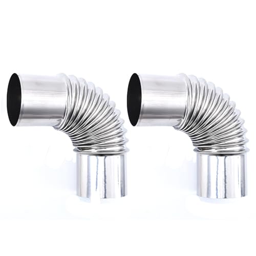 AWISEFULL 2.36" Stove Pipe Stainless Steel 2 pcs Chimney Flue Extension Stovepipe for Outdoor Wood Stove (90 Degree)