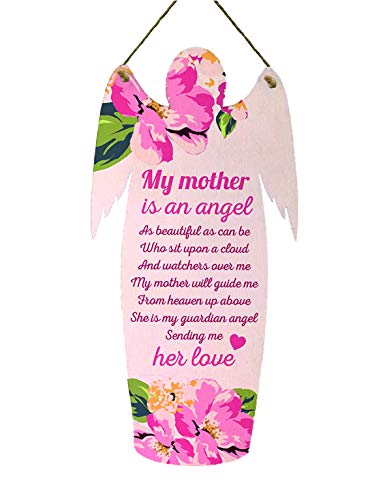 Red Ocean Mother Is An Angel Grave Hanging Wooden Angel Plaque In Loving Memory Family Tribute Sign