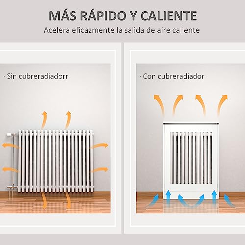 HOMCOM Cubierta de Radiador Cubre Radiador Moderno Pintado de MDF con Estante Superior para Salón Dormitorio Oficina 60x18x84 cm Blanco - imagen 5
