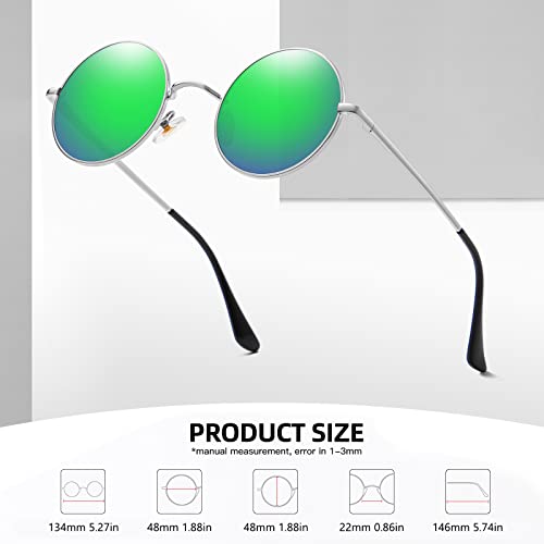 Image of MEETSUN Small Round Polarized Sunglasses for Men Women UV400 Metal Frame | Retro hippie circle sun glasses, for driving costume, party accessories, lightweight, stress-free fit, spring hinges