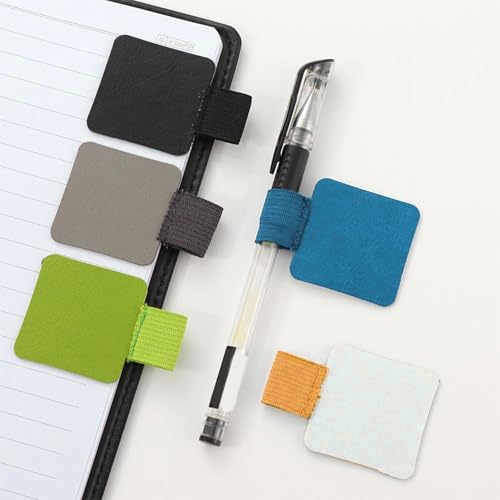 10 Stück Stiftschlaufe Selbstklebend,Stifthalter Notizbuch,Stifthalter Selbstklebend,Elastische Farbe Stiftschlaufe,Lederstifthalter,Stiftringhalter,Pen Loop Clips für Tagebuch,Notebook,Kalender
