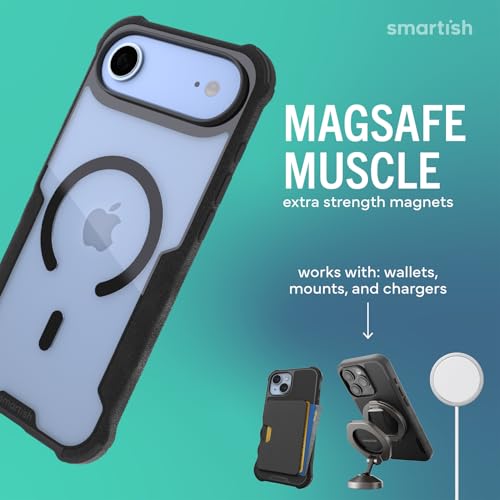 Image of Smartish iPhone Air MagSafe Case - Gripzilla Protective Magnetic Case for Men [Rugged + Tough] Military Grade Heavy Duty Grip Armor - Drop Tested for Apple iPhone Air - Clearly Black