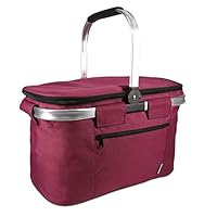 Navaris Borsa Termica PIC-Nic 4 Persone - Cesto Porta Pranzo Termico 27 Litri 43x26cm - Borsafrigo Mare Campeggio Shopping - Cesta Isolante - Rosso
