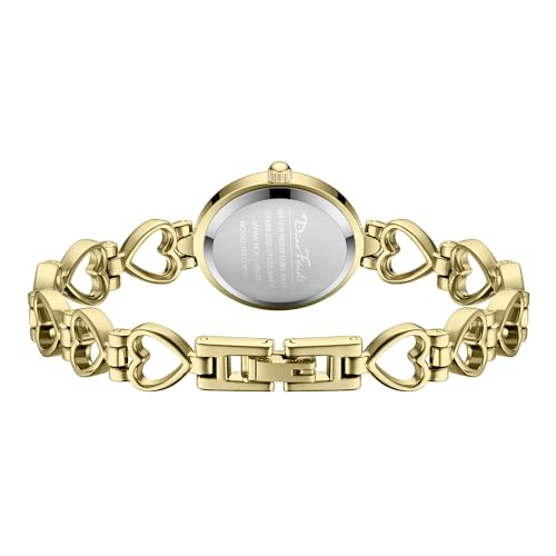 Diaofendi Petite Gold Watches for Women Vintage Bracelet Wrist Watch Luxury Ladies Oval,Fashion Dress Quartz Watch with Tools Include,Waterproof3