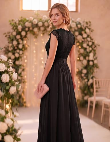 Image of Dressystar Women's V Neck Sleeveless Lace Bridesmaid Dress Wedding Party Gown