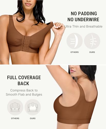Image of FeelinGirl Post Surgery Compression Bra for Women's Front Closure Bra with Adjustable Straps Wirefree